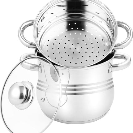 Couscoussier/stoomkoker/kookpan, 3-in-1, roestvrij staal, voor alle warmtebronnen-12L