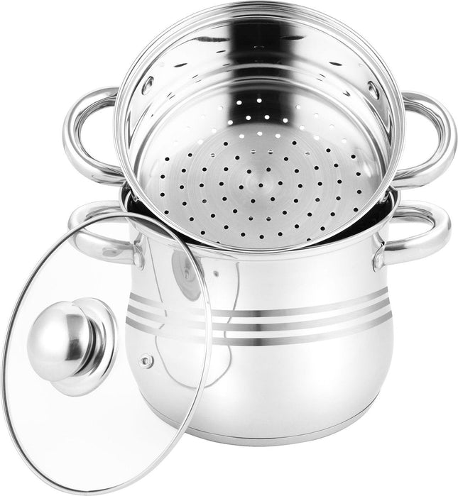 Couscoussier/stoomkoker/kookpan, 3-in-1, roestvrij staal, voor alle warmtebronnen-12L