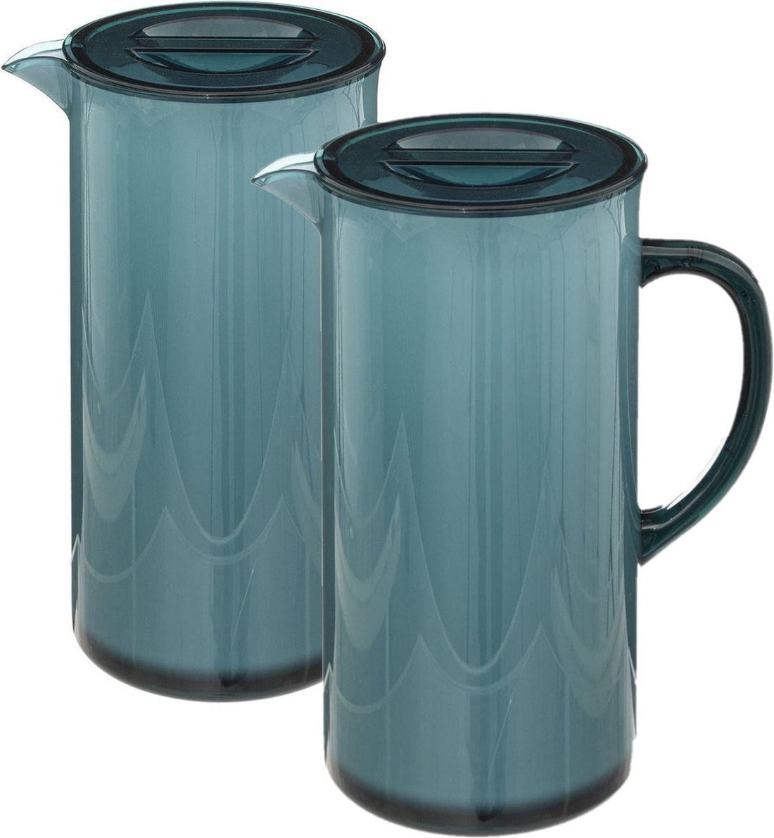 Set of 3x juice jug/pitcher carafes with lid 1950 ml blue - Dimensions: 18 x 10.5 x 25 cm - Material: plastic