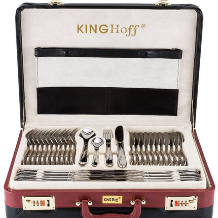 KINGHOFF 3519 - luxe bestekset koffer - 72 delig - 12 persoons - Modern bestek