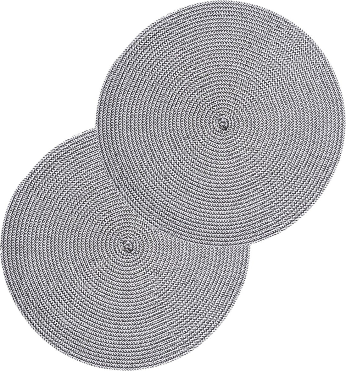 Secret de Gourmet runder Platzset - 4er Set - schwarz/weiß - geflochtener Kunststoff - Ø 38 cm - Unterleger