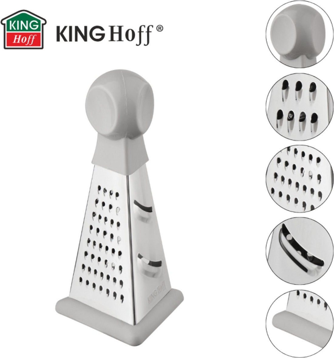 Kinghoff Râpe 3 Faces Pyramide - Râpe Multifonction avec 3 Surfaces de Râpage - Râper, Râper Fin et Zester - 15,8 cm - KH-1987