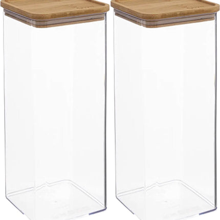 5Five - Keuken voorraadpot - Berlino - 2x - kunststof/bamboe - 2000 ml