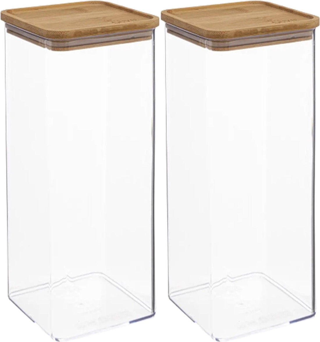 5Five - Kitchen storage jar - Berlino - 2x - plastic/bamboo - 2000 ml
