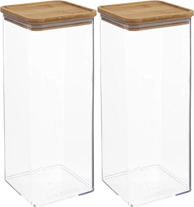 5Five - Keuken voorraadpot - Berlino - 2x - kunststof/bamboe - 2000 ml