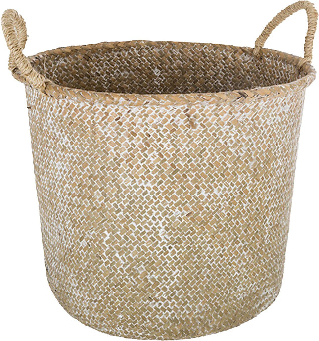Atmosphera Opbergmand Julian - rond - riet - naturel - 37 x 27 cm - opvouwbaar - decoratie mand