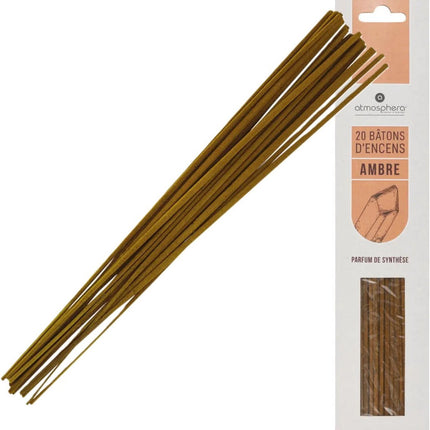 Atmosphera Wierook stokjes in Amber geur - voordeelpak - 20x stokjes - 25cm - Ontspannend - Kalmerend