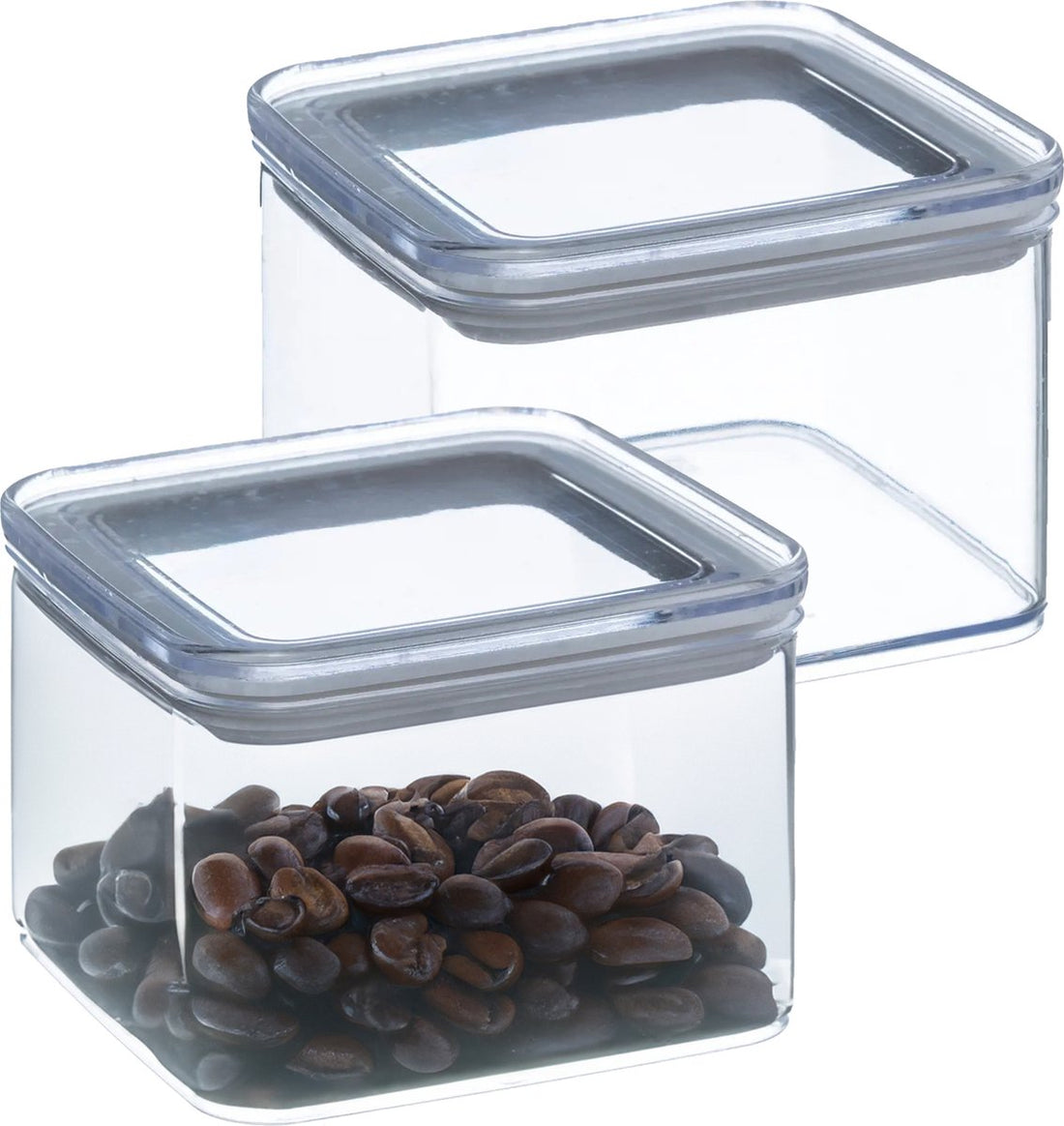 5Five Storage Jar - 2x - kitchen/food - plastic - 500 ml - airtight lid - transparent - 10 x 10 x 7 cm