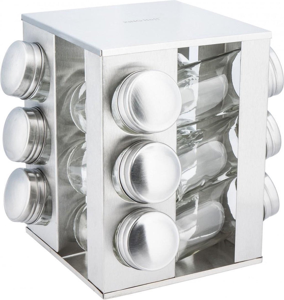 Kinghoff 4008 quadratisches Gewürzregal - Edelstahl - 13-teilig