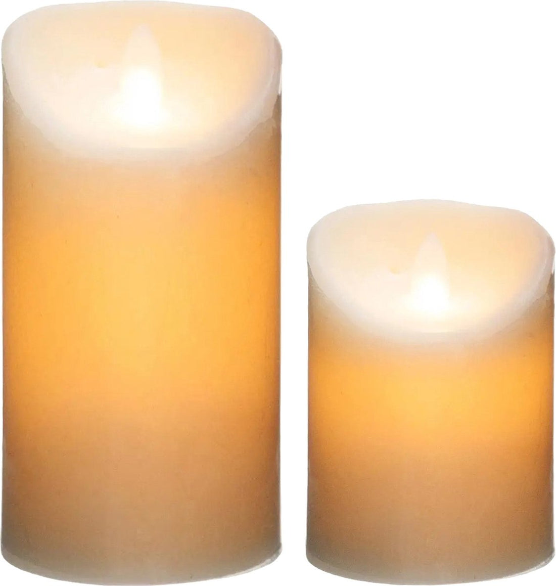 Lot de bougies piliers LED - 2 pièces - Lumière chaude - 10 et 20 cm