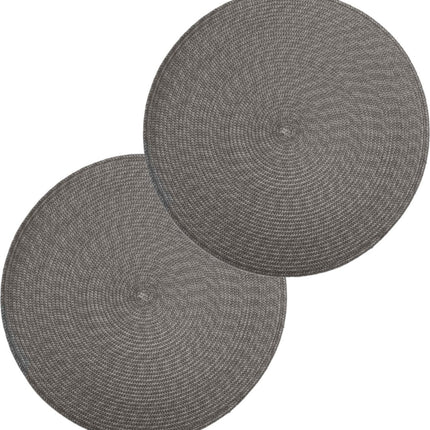 Secret de Gourmet ronde placemat - Set van 4x stuks - grijs - gevlochten kunststof - Dia 38 cm - Onderleggers