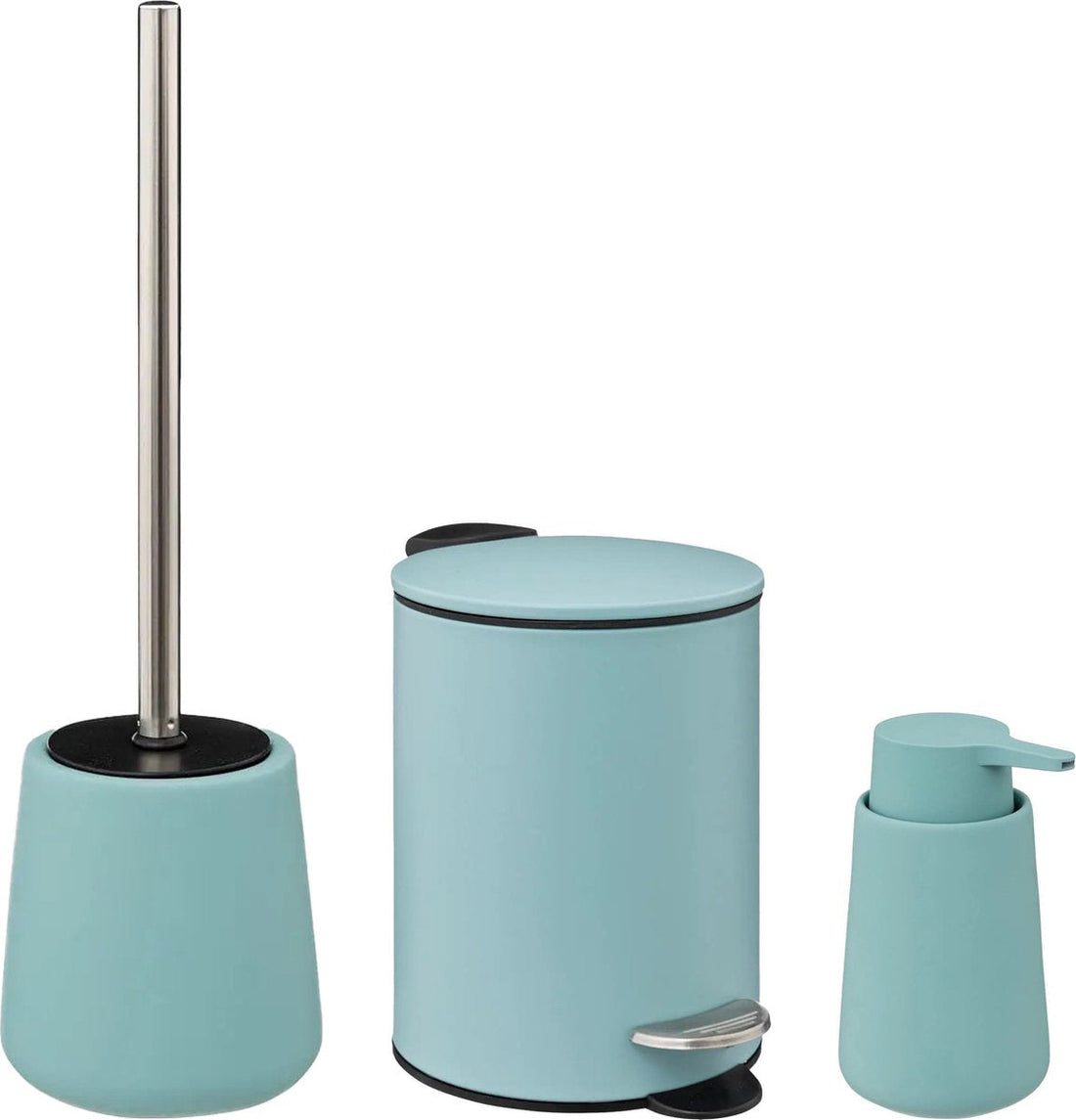 5Five badkameraccessoires set ijsblauw – zeeppompje, pedaalemmer, wc-borstel