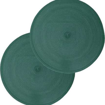 Secret de Gourmet ronde placemat - Set van 12x stuks - emerald groen - gevlochten kunststof - Dia 38 cm - Onderleggers