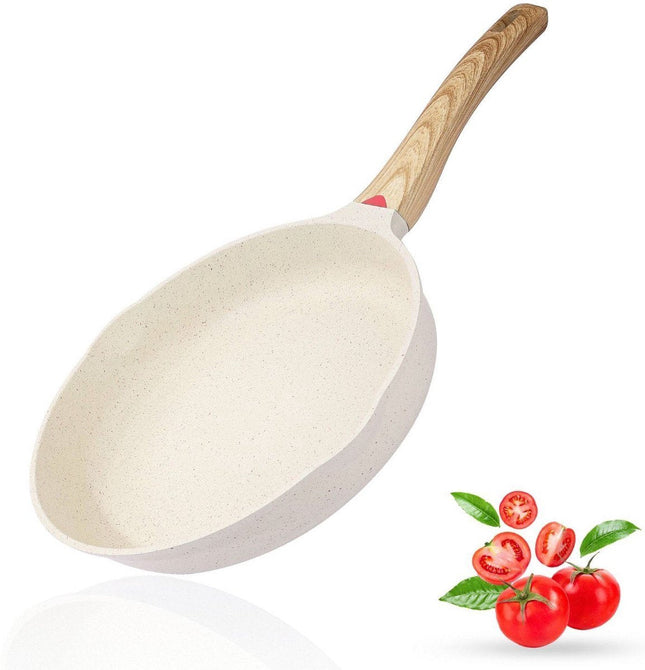 Koekenpan - Wokpan - hapjespan inductie krasbestendig coating - Ivory - PFOA free - 20cm -