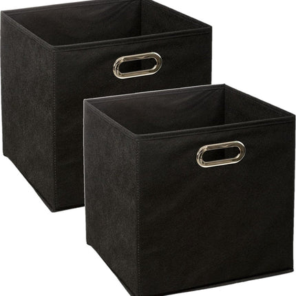 5Five Opbergmand/kastmand zwart - Set van 4x stuks - linnen - 29 liter - 31 x 31 x 31 cm - Opbergbox - Vakkenkast manden