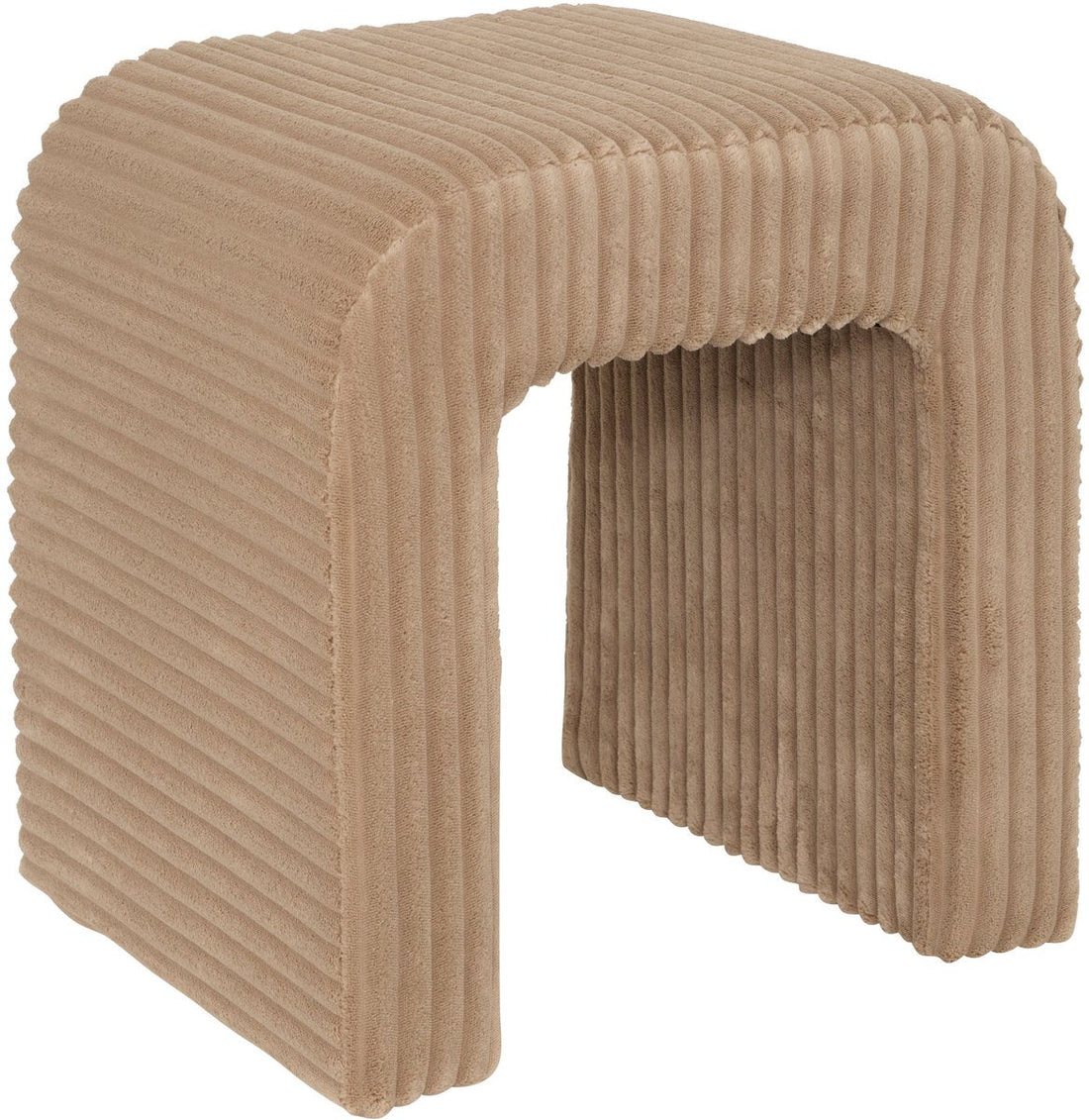 Pouf Sevi Atmosphera - Velours côtelé - 41 x 36 x 43 cm - Beige