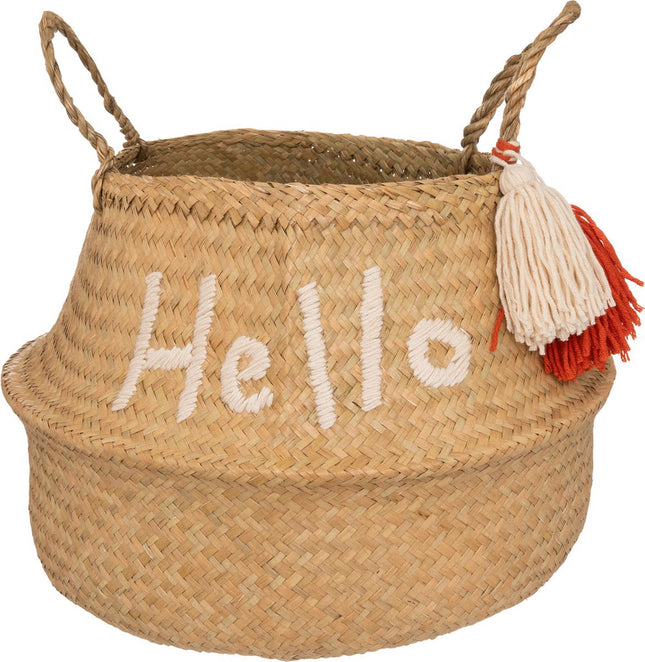Atmosphera Kids Hello Opbergmand uit riet Ø35x30cm - Beige