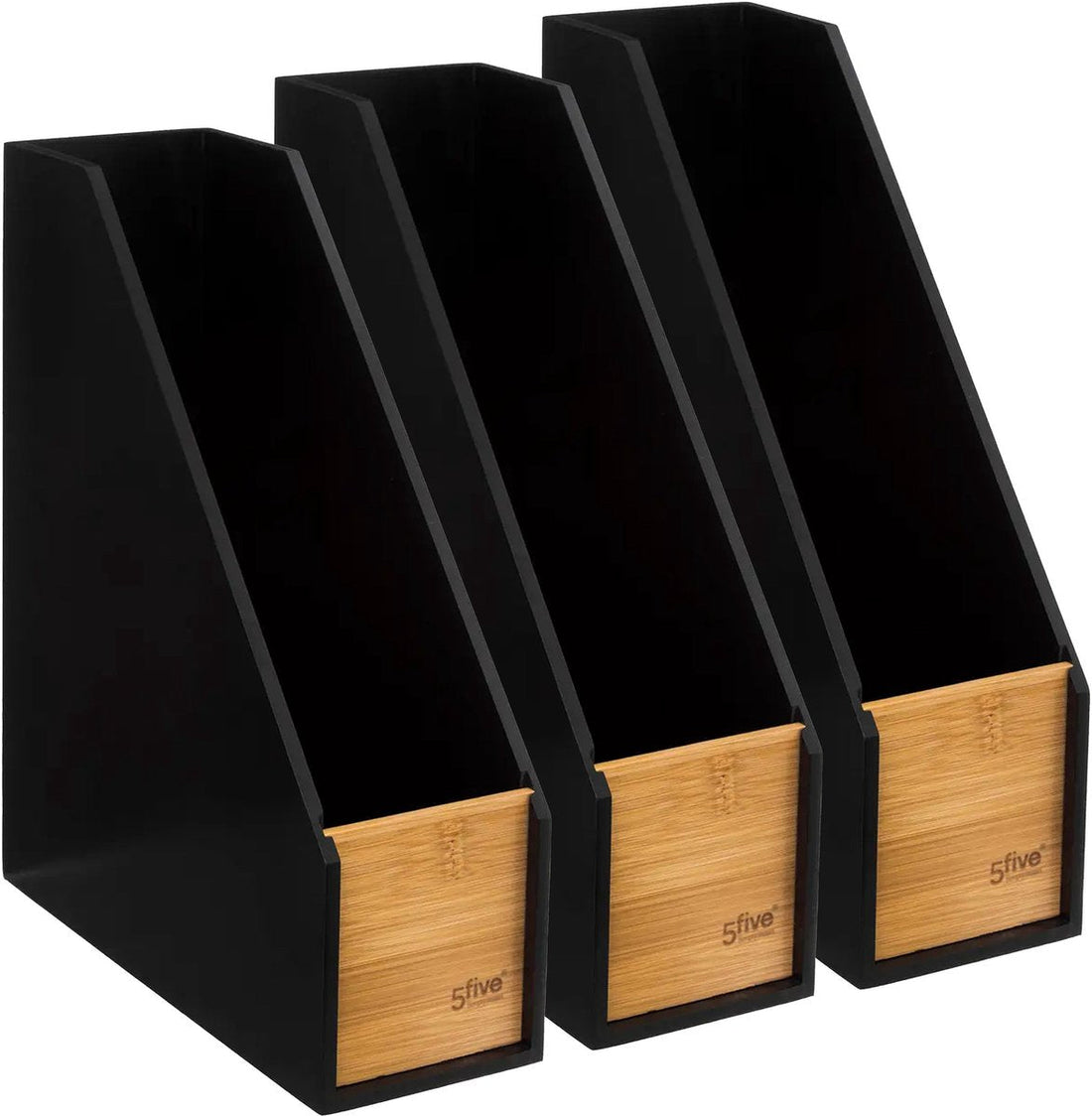 5Five Zeitschriftenbox/-kassette – 3x – schwarz/braun – B9 x T25 x H30 cm – Holz