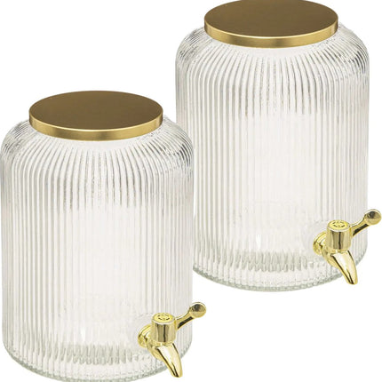 Secret de Gourmet Drankdispensers - 2x stuks - 5 liter met gouden metalen kraantje
