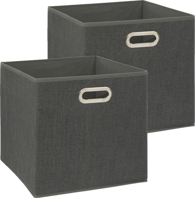 5Five Opbergmand/kastmandje - 2x - Donkergrijs - 31 x 31 x 31 cm - 29 liter - Vakkenkast manden - Stof met versterkte bodem - Opvouwbaar