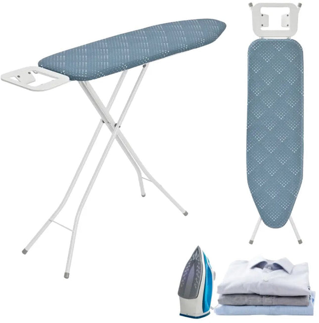 KINGHOFF KH-1938 Strijkplank – 107,5×30,5 cm – 4-hoogtes verstelbaar – Met Strijkijzerhouder – blauw - afneembaar hoes