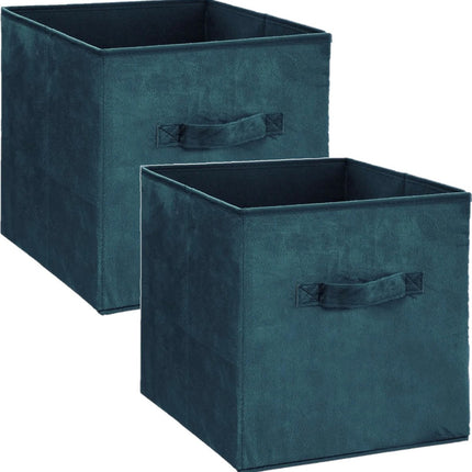5Five Opbergmand/kastmand - Set van 4x stuks - petrol groen - 29 liter - 31 x 31 x 31 cm - Opbergboxen - Vakkenkast manden - polyester