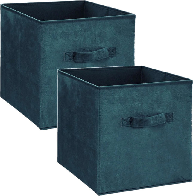 5Five Opbergmand/kastmand - Set van 4x stuks - petrol groen - 29 liter - 31 x 31 x 31 cm - Opbergboxen - Vakkenkast manden - polyester