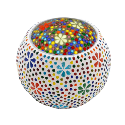 Waxinehouder mozaïek flower Multi color XL – 15 cm