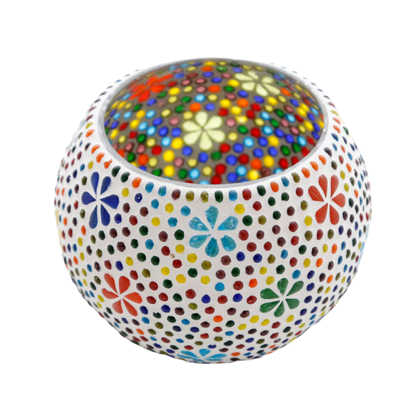 Mosaic tealight holder flower Multi-color XL – 15 cm