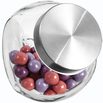 Snoeppot/voorraadpot glas met RVS deksel - 650 ml - Voorraadpotten met luchtdichte sluiting