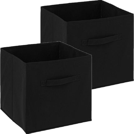 5Five Opbergmand/kastmandje - 2x - Zwart - 31 x 31 x 31 cm - 29 liter - Vakkenkast manden - Stof met versterkte bodem - Opvouwbaar