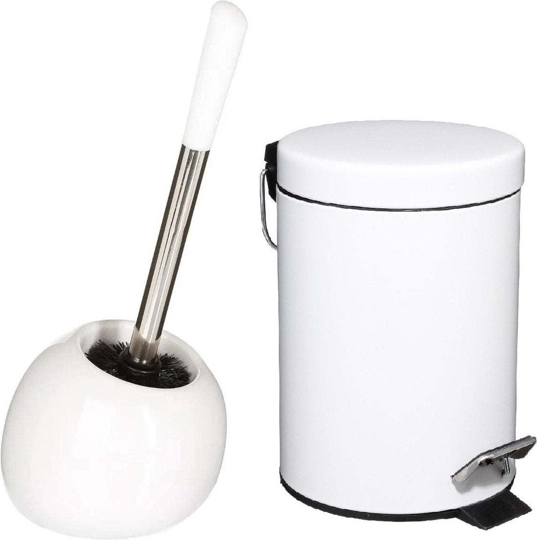 5Five Bathroom/toilet accessories - Toilet brush and pedal bin 3L - white