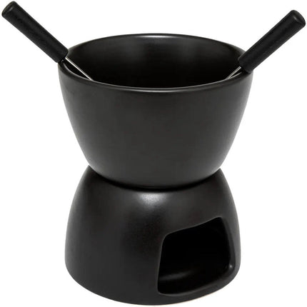 Secret de Gourmet Chocolade of kaas fondue - met 2 vorken - zwart - keramiek - voor 2 personen