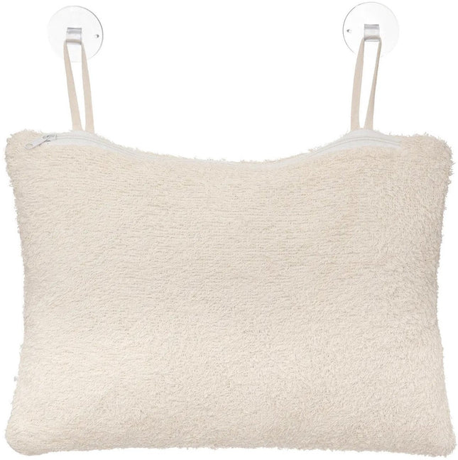 5Five Badkussen - Afneembare en machine wasbare hoes en 2 zuignappen - 33x23x11cm - Beige