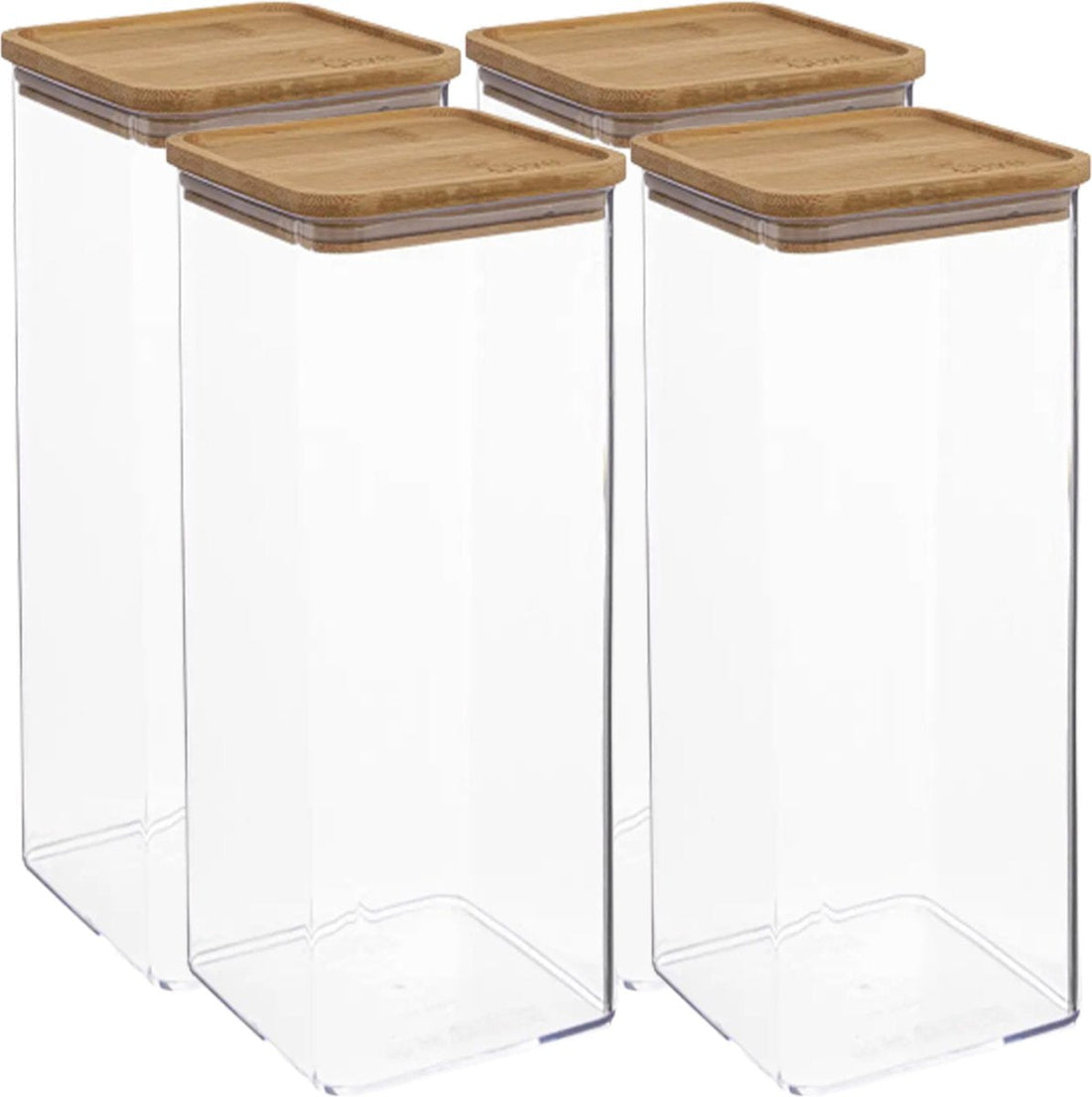 5Five - Küchenvorratsdose - Berlino - 4x - Kunststoff/Bambus - 2000 ml