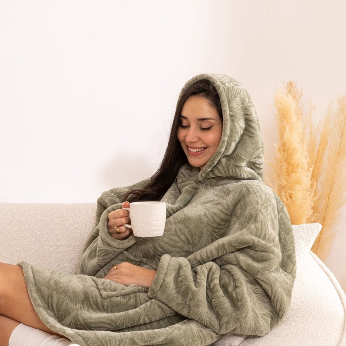 snuggle hoodie women - kids - olive green - with lining - with hood
