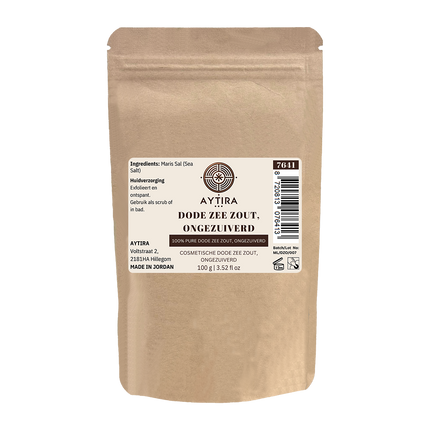 AYTiRA Dode Zee Zout Ongezuiverd – 100% Puur – Scrub & Badzout – 100g