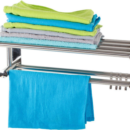Borvat® | Badkamer Plank voor aan de muur voor de douche | Handdoekrek 39 cm | Aluminium | Zilver