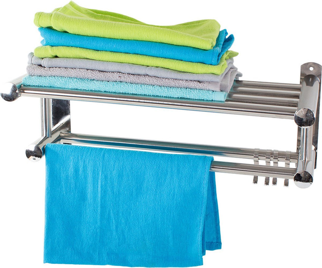 Borvat® | Badregal zur Wandmontage für die Dusche | Handtuchhalter 39 cm | Aluminium | Silber
