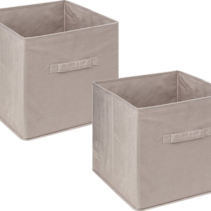 5Five Opbergmand/kastmandje - 4x stuks - Beige - 31 x 31 x 31 cm - 29 liter - Vakkenkast manden - Stof met versterkte bodem - Opvouwbaar
