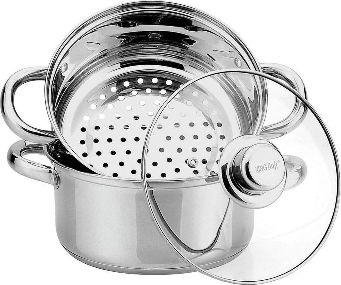 Kinghoff 3318 stoompan Ø 24 cm – rvs, voor alle kookplaten incl. inductie