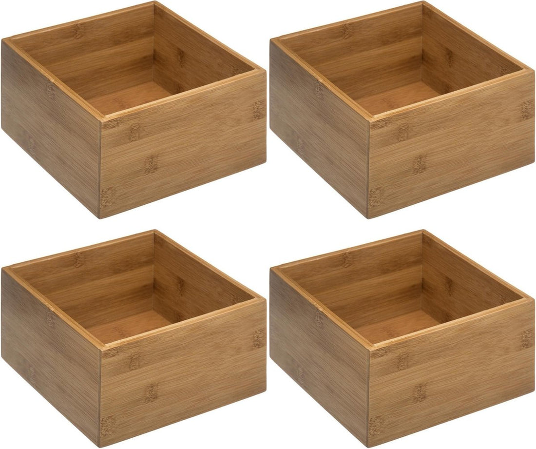 5Five - Aufbewahrungs-/Sortier-/Schubladenteiler Bambus 18 x 18 x 9,5 cm - 4er-Set