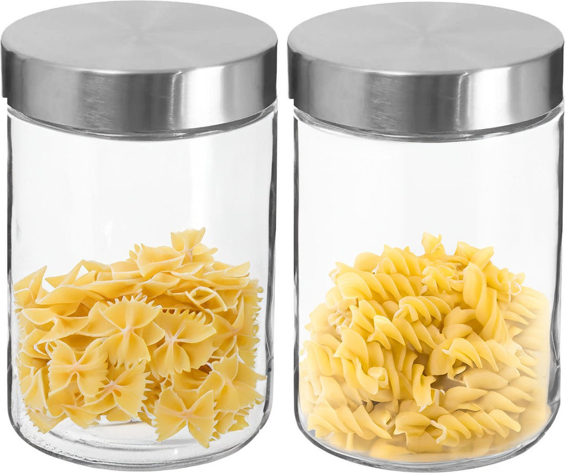 Bocal de conservation Secret de Gourmet - lot de 2 - 1,2 L - verre - couvercle en inox - 750 ml - avec couvercle hermétique