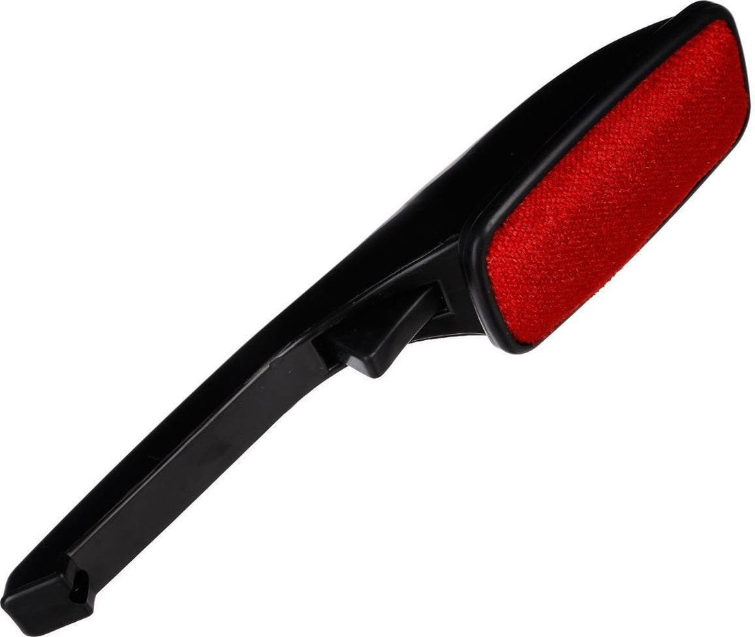 Kledingborstel / pluizenborstel zwart / rood 25 cm met roterende kop - Kleding borstel