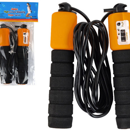 Springtouw met Sprongenteller - Instelbaar Fitness Springtouw 280 cm - Zwart en Oranje - Voor Cardio, Vetverbranding en Conditie - Springtouw met Teller - Jumpteller