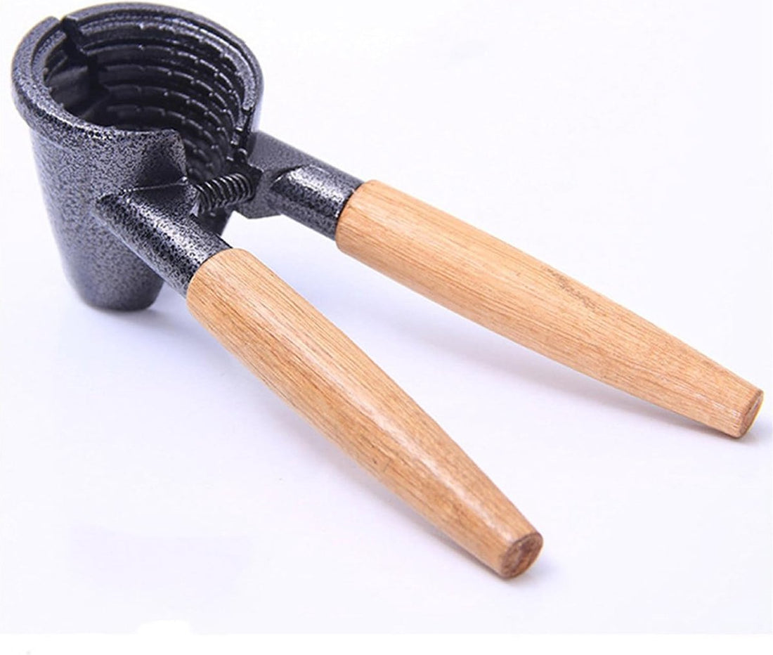 Metalen notenkraker met houten handvat – walnoten, hazelnoten, amandelen