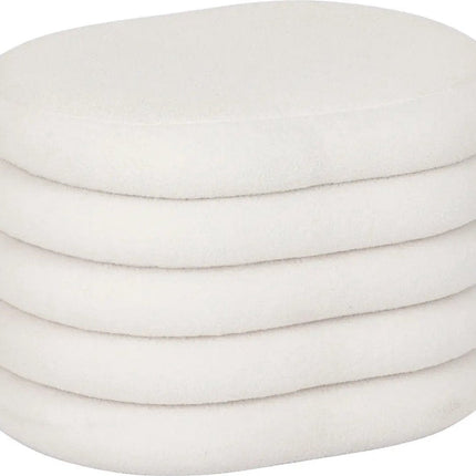Atmosphera Bouclé opbergpoef - 59x45x40cm - Wit
