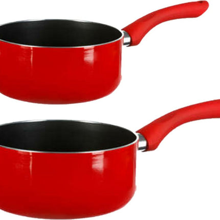 5Five - Steelpannen - Inductie - Set 2x - Dia 16 en 18 cm - Rood