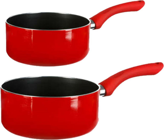 5Five - Steelpannen - Inductie - Set 2x - Dia 16 en 18 cm - Rood