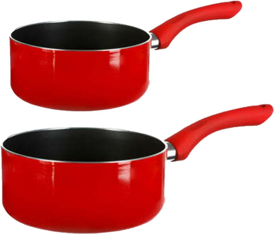 5Five steelpannen set van 2 – Ø 16 en 20 cm, rood, geschikt voor inductie